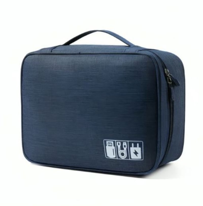 BOLSO ORGANIZADOR DE CABLES Y ACCESORIOS USB VIAJERO - AZUL - 1