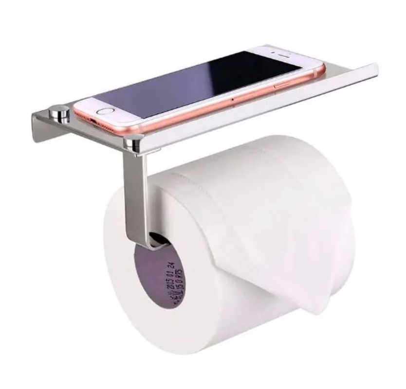 PORTA ROLLO PAPEL HIGIÉNICO CONFORT SOPORTE CELULAR - 1
