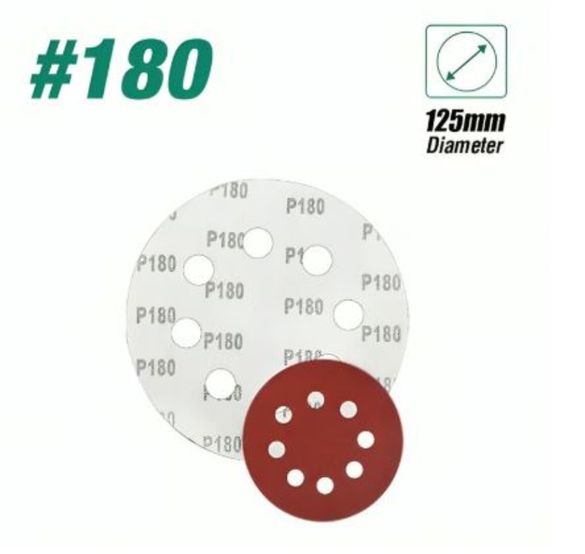 SET 100 LIJAS #180 VELCRO CON 8 ORIFICIOS 125MM 5 PULGADAS - 3