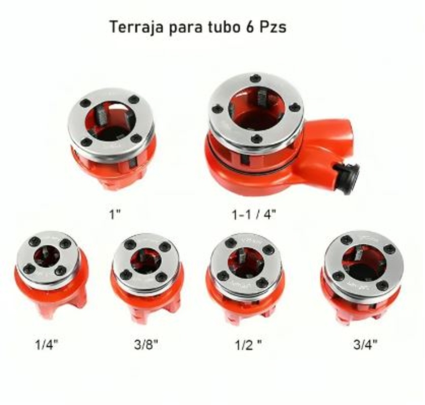 SET JUEGO DE TERRAJAS MANUAL PARA TUBO 6 PIEZAS 1/2 - 1 1/4 - 2