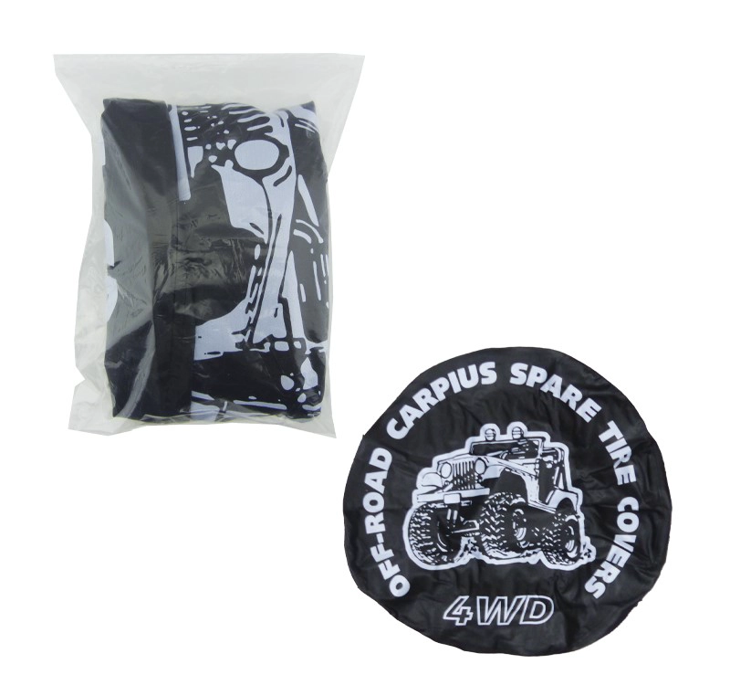 CUBRE RUEDA NEUMATICO ARO 15 ECO CUERO NEGRO 4 DISEÑOS SET X 1 PCS EN BOLSA - 3