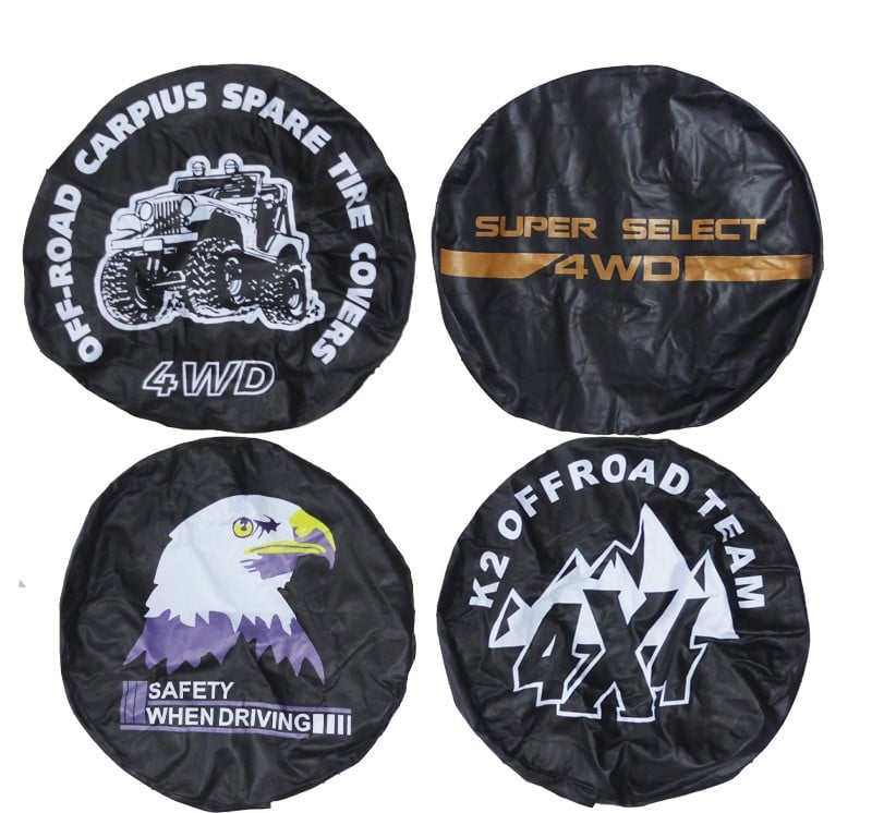 CUBRE RUEDA NEUMATICO ARO 16 ECO CUERO NEGRO 4 DISEÑOS SET X 1 PCS EN BOLSA - 2