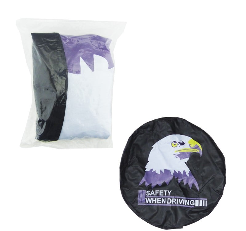 CUBRE RUEDA NEUMATICO ARO 16 ECO CUERO NEGRO 4 DISEÑOS SET X 1 PCS EN BOLSA - 3