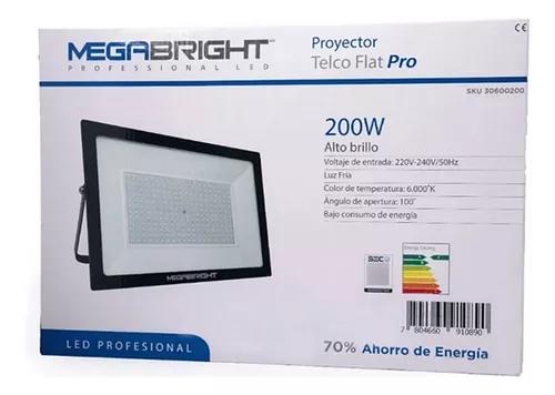 FOCO HALOGENO LED MEGABRITH 200W MOD. PRO TELCO FLAT LUZ FRIA 6000W - 2