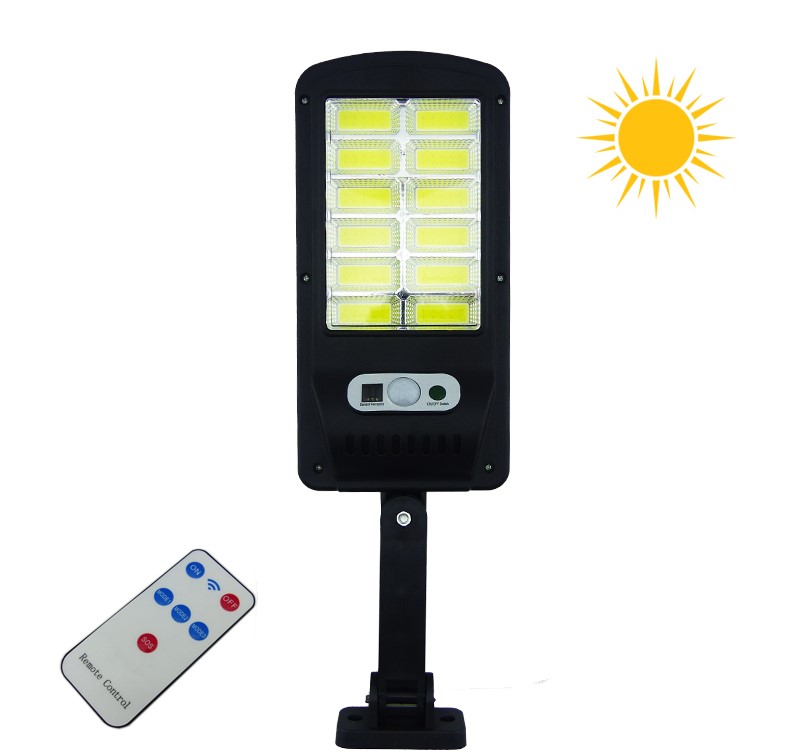 FOCO MINI SOLAR PARA PARED LED COB LUZ BLANCA CON 12 PLACAS,SENSOR,CONTROL 11 X 26CM EN CAJA - 1