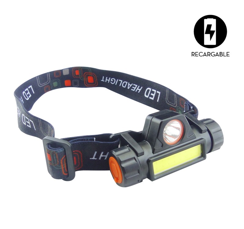 LINTERNA MINERO 1 LED Y 1 LED COB CON IMAN USB MICRO 5 PIN RECARGABLE EN CAJA - 3
