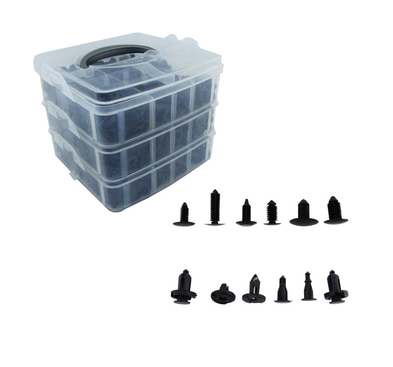 KIT DE CLIPS DE RETENCION PVC PARA AUTO CON 625 PCS Y 1 HERRAMIENTA UNIVERSAL EN CAJA - 1