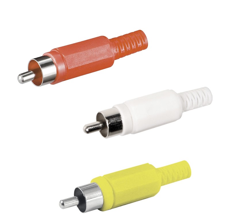 SET X 2 CONECTOR RCA MACHO PLASTICO SET X 1 PCS COLORES DISPONIBLE EN ROJO,AMARILLO Y BLANCO - 1