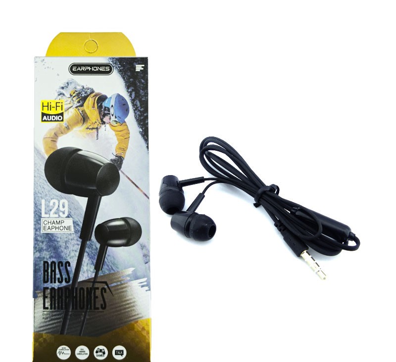AUDIFONO IN EAR CON MICROFONO MOD.L29 COLORES NEGRO, BLANCO - 2