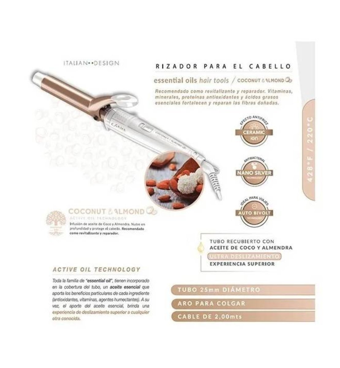 ONDULADOR RIZADOR ESSENTIAL OIL COCONUT 25MM GAMA - 3