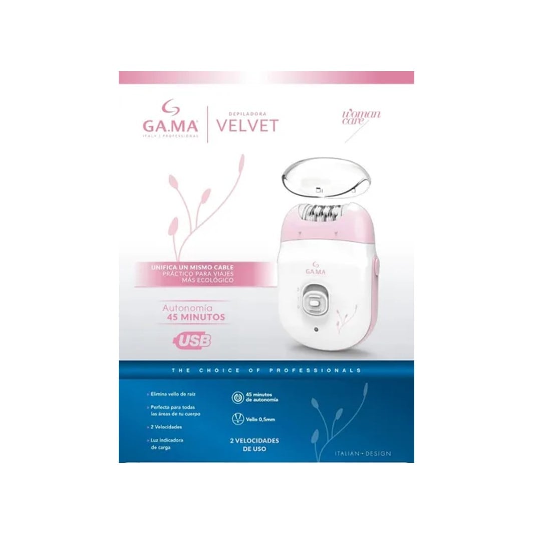 DEPILADORA ELECTRICA GAMA VELVET RECARGABLE USB - 3