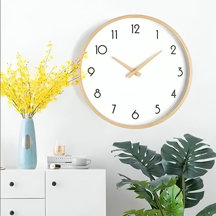 RELOJ DE MURALLA REDONDO MADERA PLÁSTICA CLARA ANÁLOGO - 2