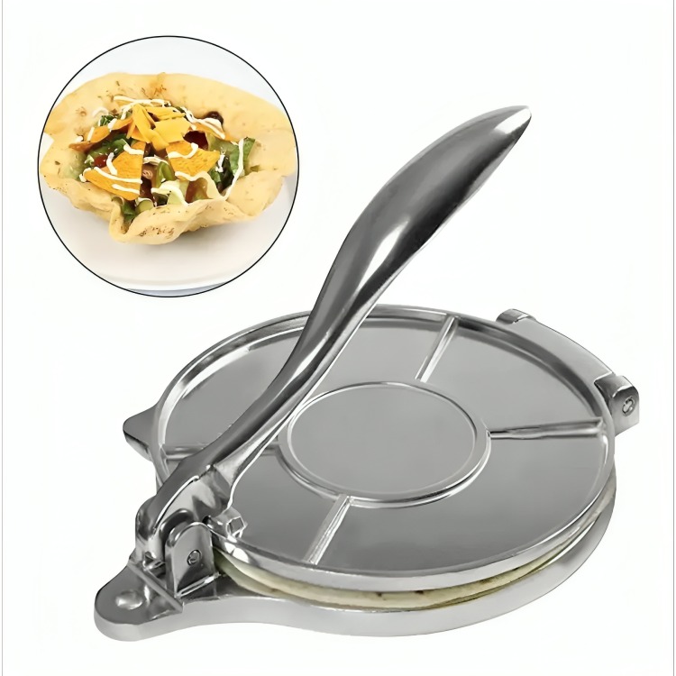 PRENSA PARA TORTILLAS 8 PULGADAS COCINA ACERO INOXIDABLE - 1