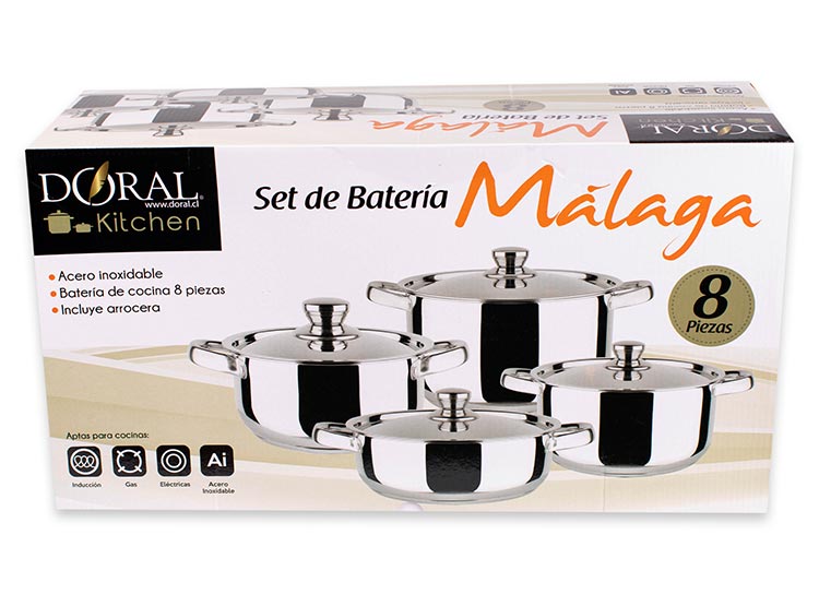 BATERIA COCINA MALAGA INOX 8P ACERO - 5