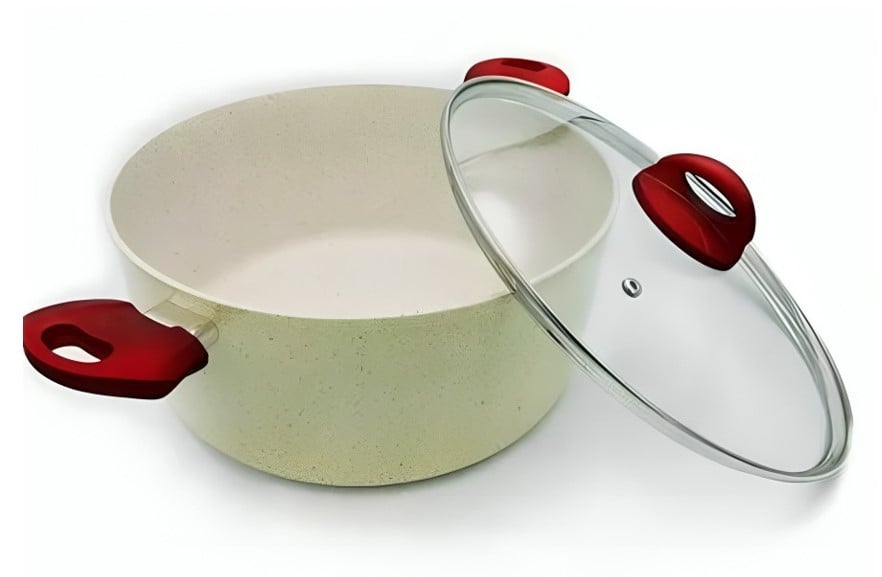 CACEROLA DE CERAMICA MARMOLEADA ANTIADHERENTE 28CM - 2