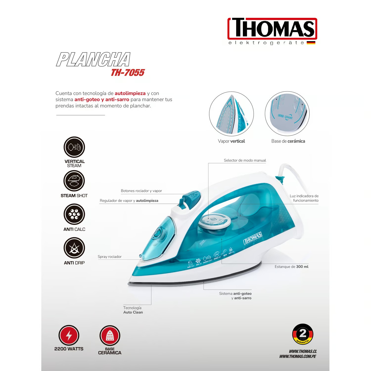 PLANCHA VAPOR VERTICAL TH-7055 - 3