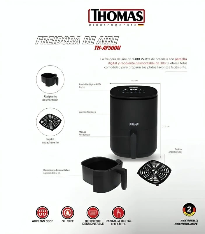 FREIDORA DE AIRE DIGITAL TH-AF30DN THOMAS - 4