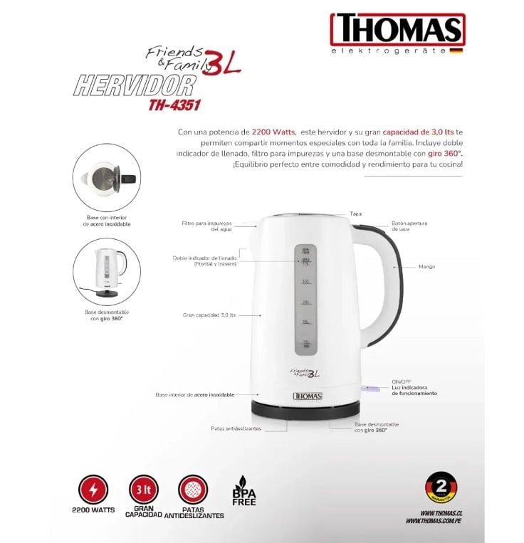 HERVIDOR FAMILY & FRIENDS 3 LTS TH-4351 THOMAS - 4