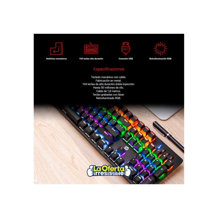 TECLADO UNIVERSAL MECANICO RGB GK100 - 3