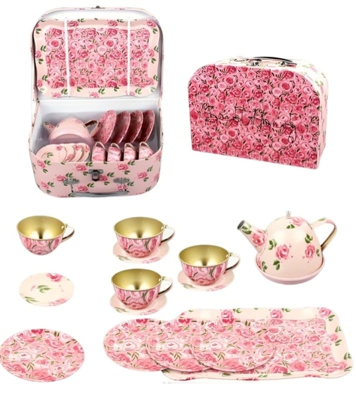 SET TETERA METALICO CAJA ROSA - 1