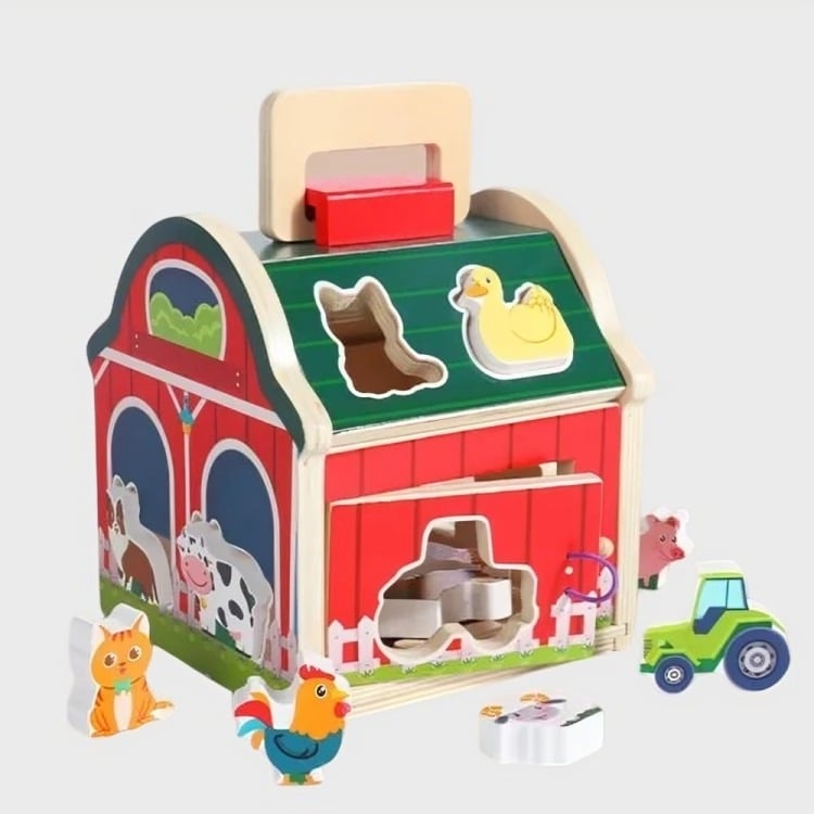 JUGUETE ENCAJE MULTICOLOR GRANJA ANIMALES MADERA DIDÁCTICO NIÑOS - 2