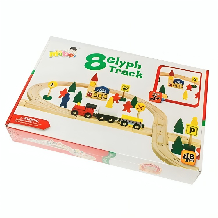 TREN CON RIEL ARMABLE JUGUETE MULTICOLOR MADERA - 3
