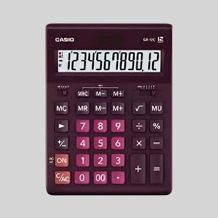 CALCULADORA CASIO TIPO MINI ESCRITORIO GR-12C VINO - 2