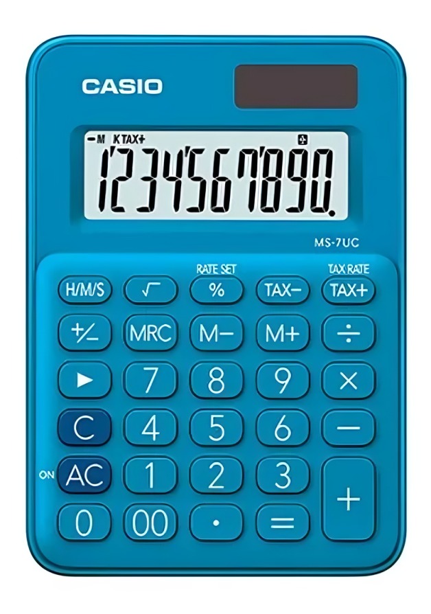 CALCULADORA CASIO TIPO MINI ESCRITORIO MS-7UC CELESTE - 3