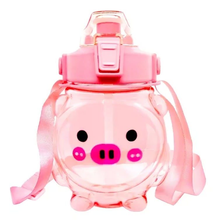 BOTELLA AGUA ANTIDERRAME KAWAII CON STICKER ROSA - 2