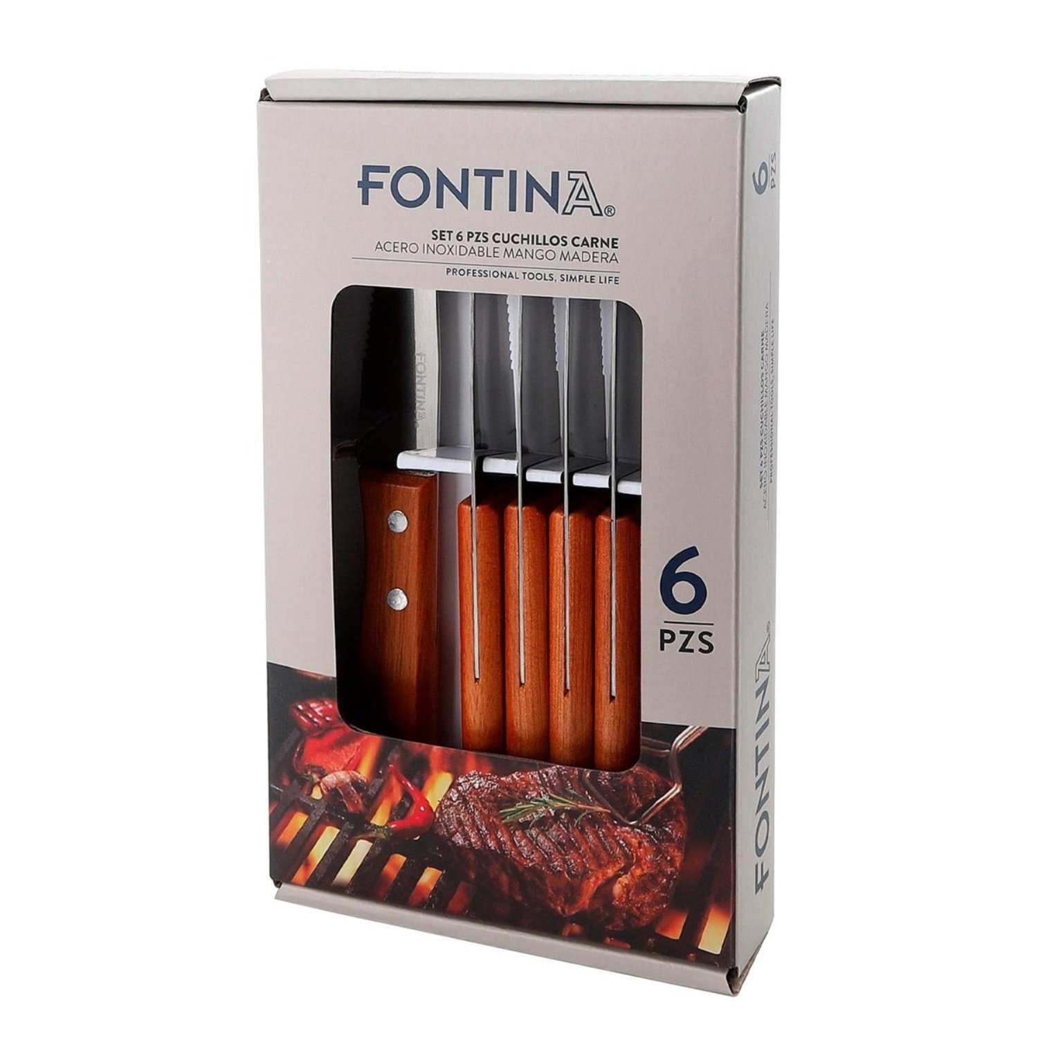 SET 6 CUCHILLOS PARRILLEROS CARNE - 2