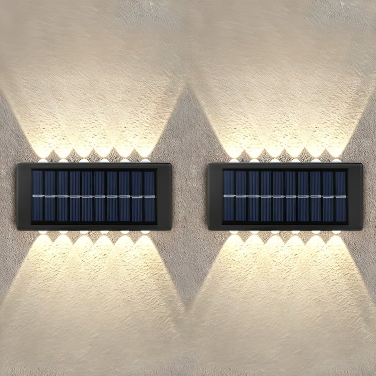 PACK X 2 LAMPARA SOLAR 12 LED EXTERIOR APLIQUE DE MURO - 2