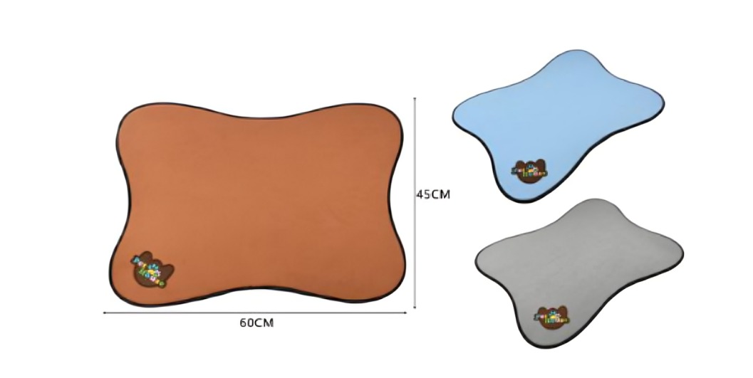 ALFOMBRA PARA MASCOTAS NARANJA, GRIS Y CELESTE 65X50 CM - 3