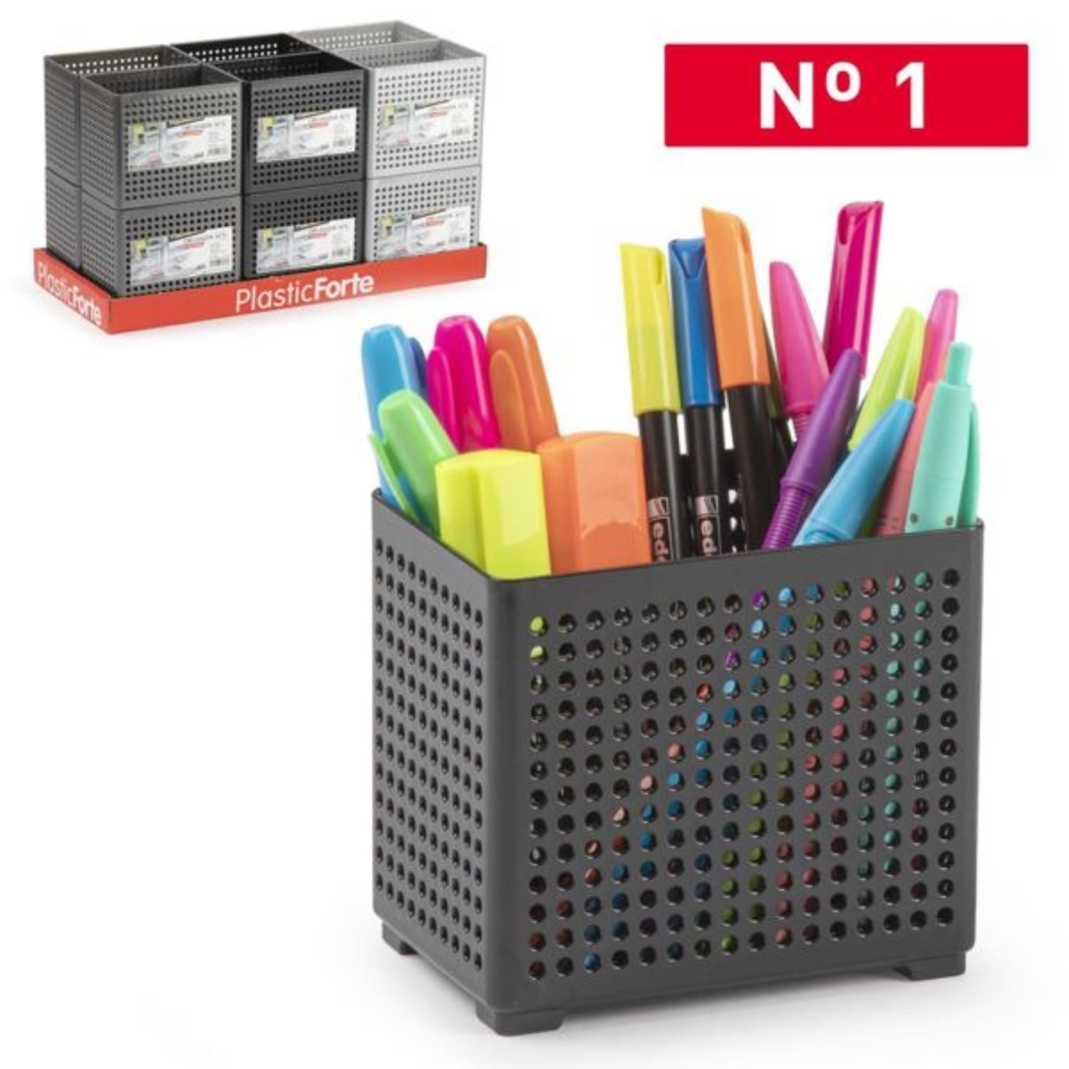 ORGANIZADOR PARA ESTUDIO OFICINA CUADRADO NO. 2 8X12X10,5 CM NEGRO - 1