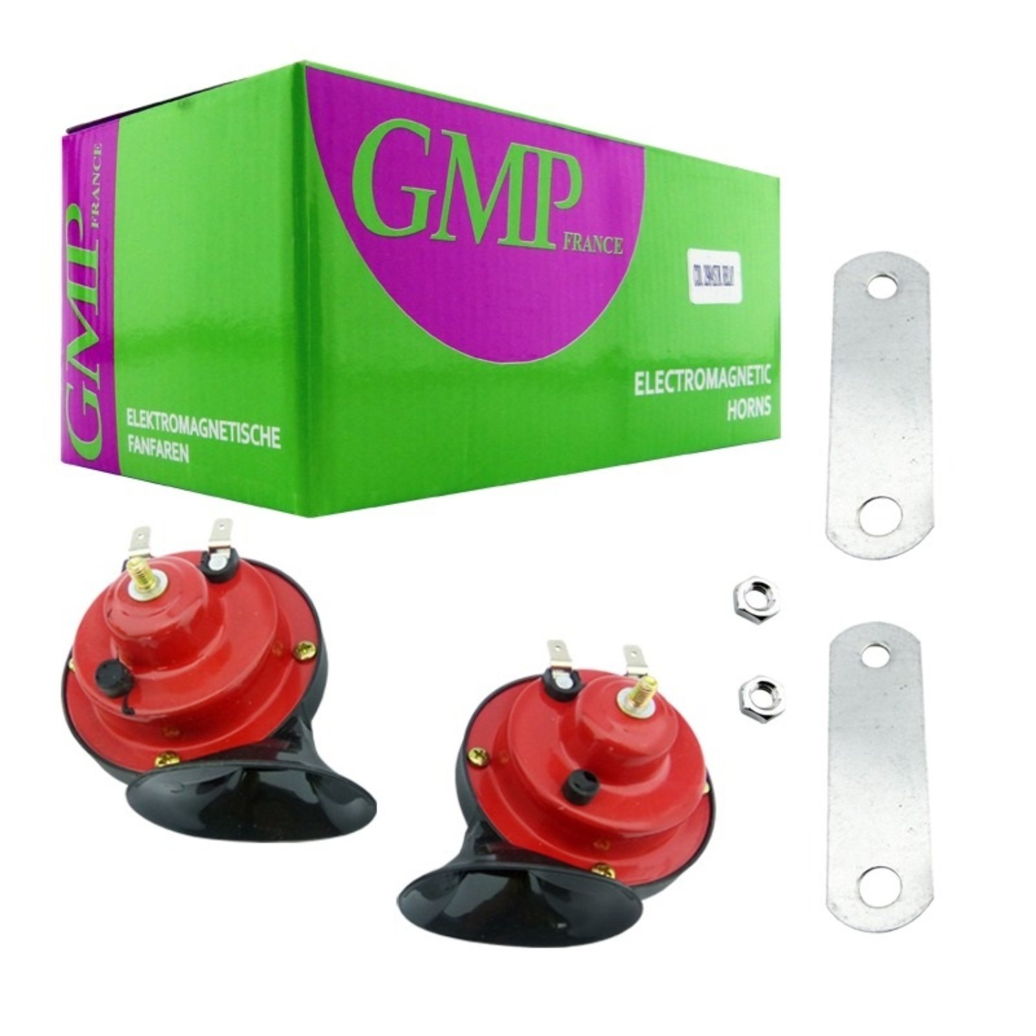 BOCINA PARA AUTO ROJA CARACOL GMP SIN RELAY EL PAR EN CAJA - 2
