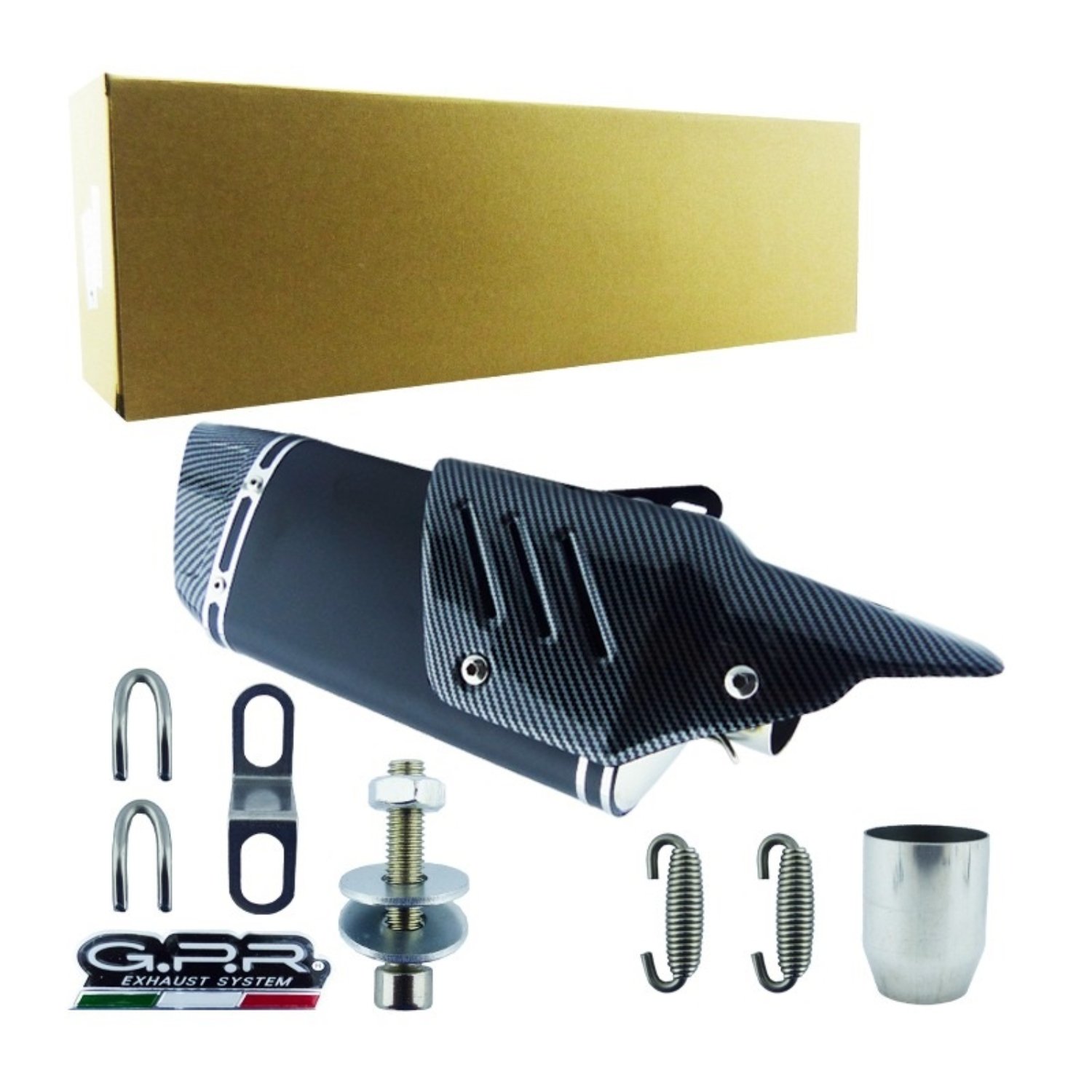 TRONADOR PARA MOTO GPR CON PROTECCION Y BOCA CARBON 46CM CON SILENCIADO - 2