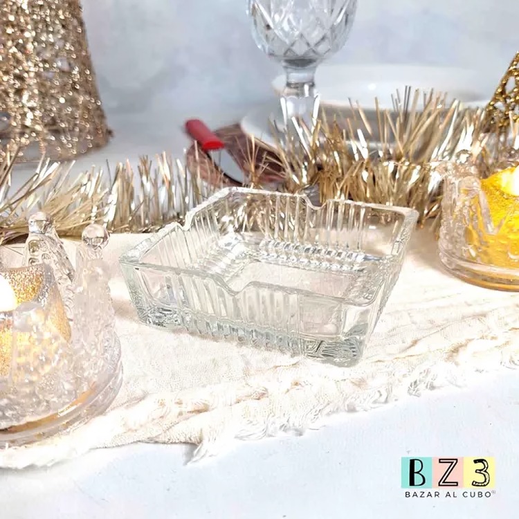 CENICERO DE CRISTAL 12X12CM CUADRADO VIDRIO REFORZADO - 1