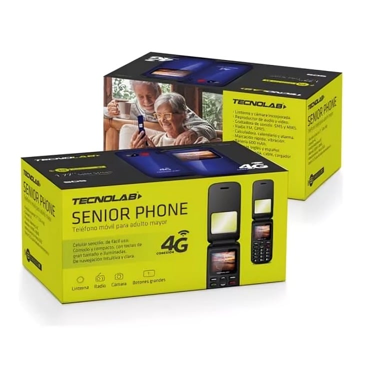 TELÉFONO SENIOR TECNOLAB 4G TL456 SHELL SHAPE NEGRO - 2