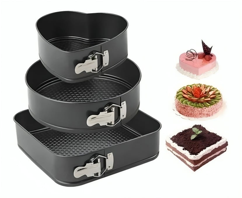 PACK 3 MOLDES DISEÑO VARIADO CORAZON ANTIADHERENTE - 2