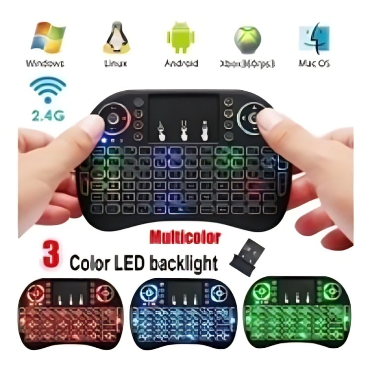 MINI TECLADO AIR MOUSE PARA SMART LUZ COLORES - 2