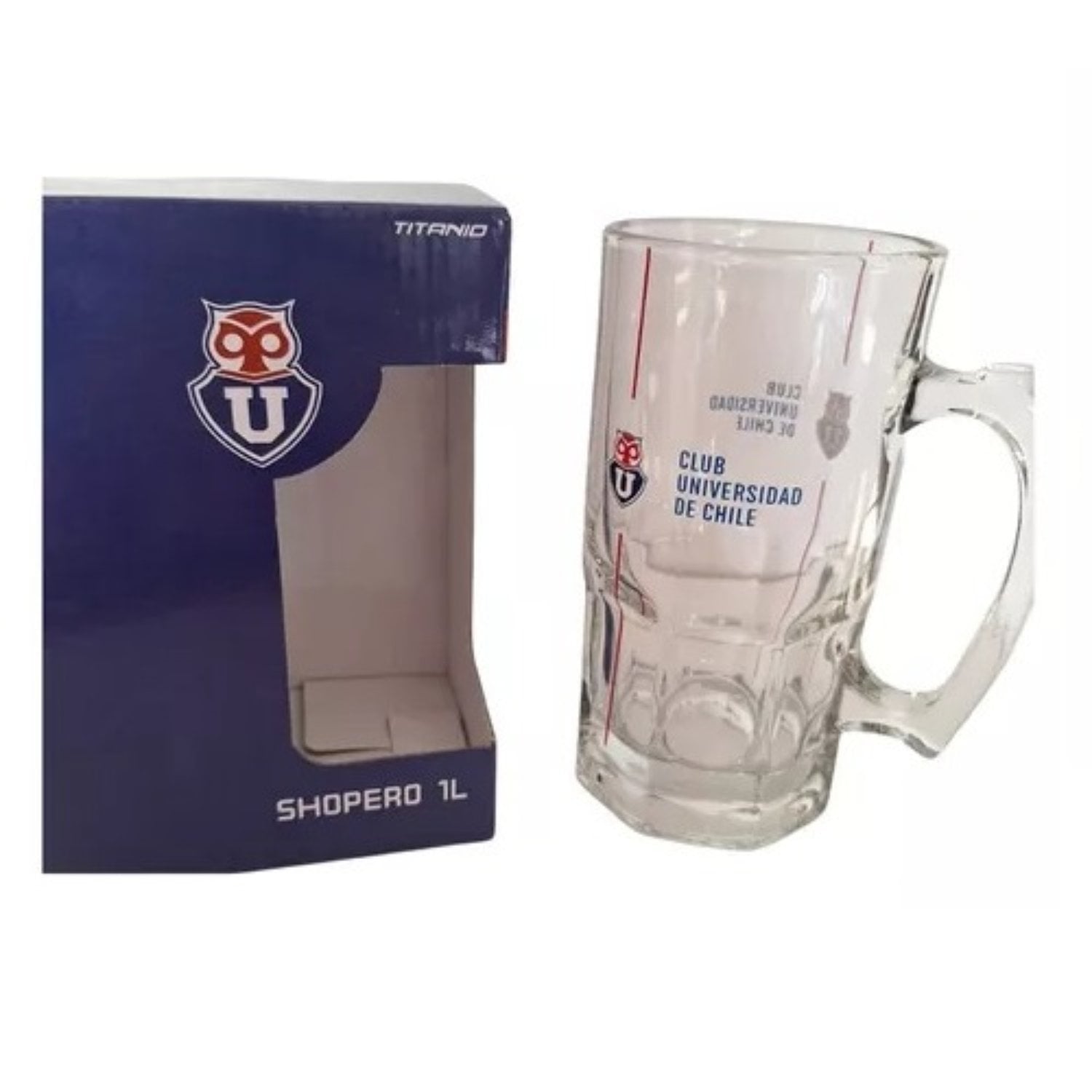 VASO CERVECERO SCHOPERO U CHILE 1 LITRO DE VIDRIO - 2