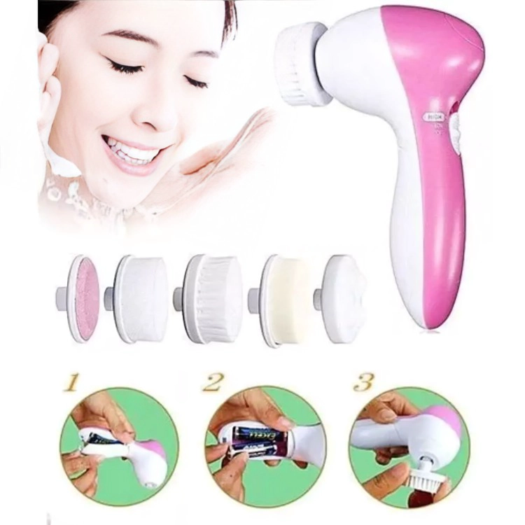 MASAJEADOR CEPILO LIMPIADOR FACIAL 5 EN 1- PILAS - 1