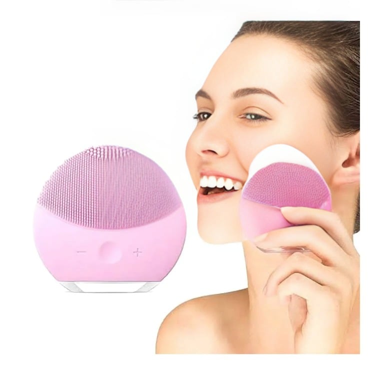 LIMPIADOR EXFOLIADOR MASAGEADOR FACIAL RECARGABLE USB ROSADO. - 1