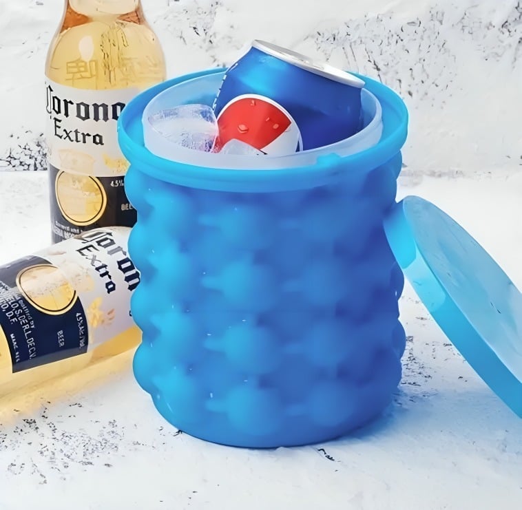 HIELERA CONTENEDOR DE HIELO ENFRÍA VASO BOTELLA PORTÁTIL DE SILICONA - 1