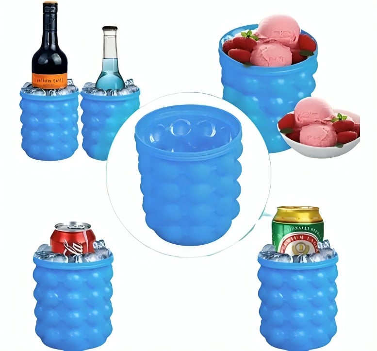 HIELERA CONTENEDOR DE HIELO ENFRÍA VASO BOTELLA PORTÁTIL DE SILICONA - 3