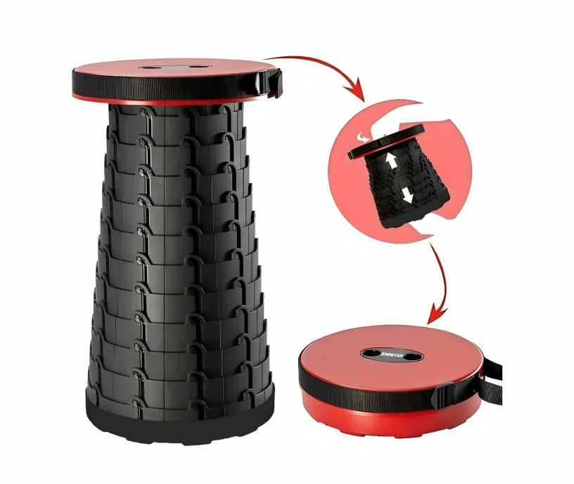 TABURETE PLEGABLE SILLA RETRACTIL ROJO - 4