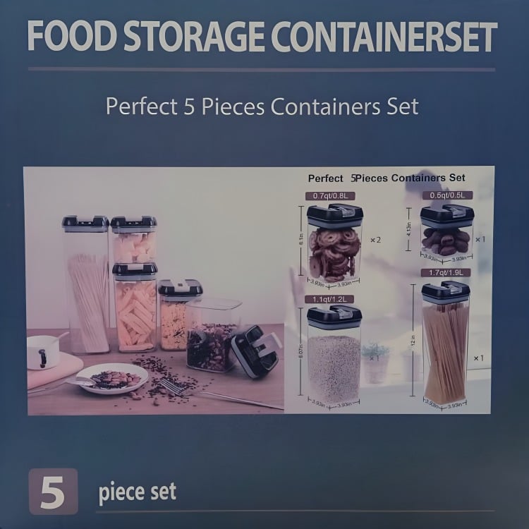 SET 5 CONTENEDORES PARA AMACENAR ALIMENTOS - 3