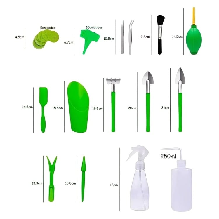 KIT MINI HERRAMIENTAS PLANTAS JARDINERÍA SUCULENTAS 15PIEZAS - 2