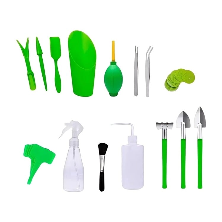 KIT MINI HERRAMIENTAS PLANTAS JARDINERÍA SUCULENTAS 15PIEZAS - 4
