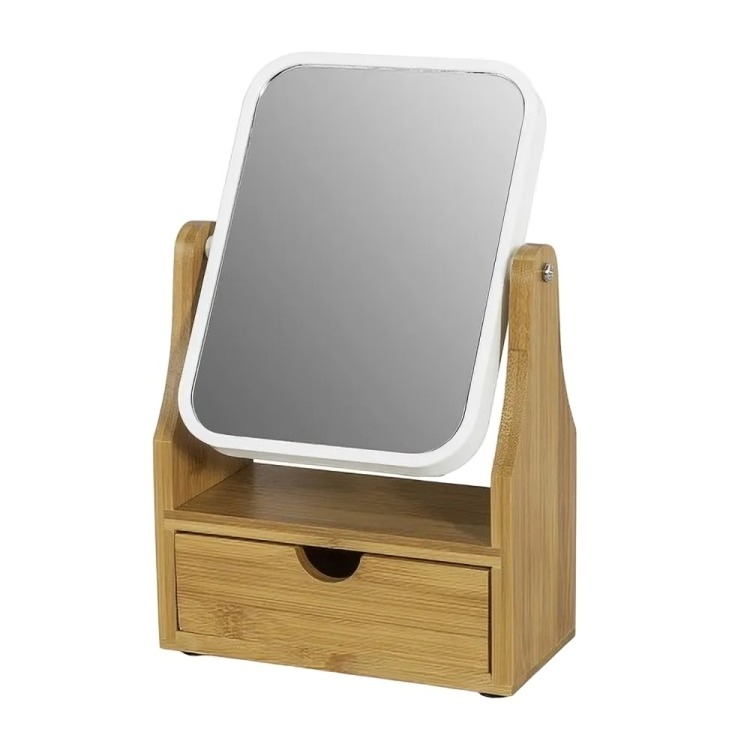 ESPEJO DE MAQUILLAJE ROTACION 360 ESPEJO DE MESA CON CAJON - 1