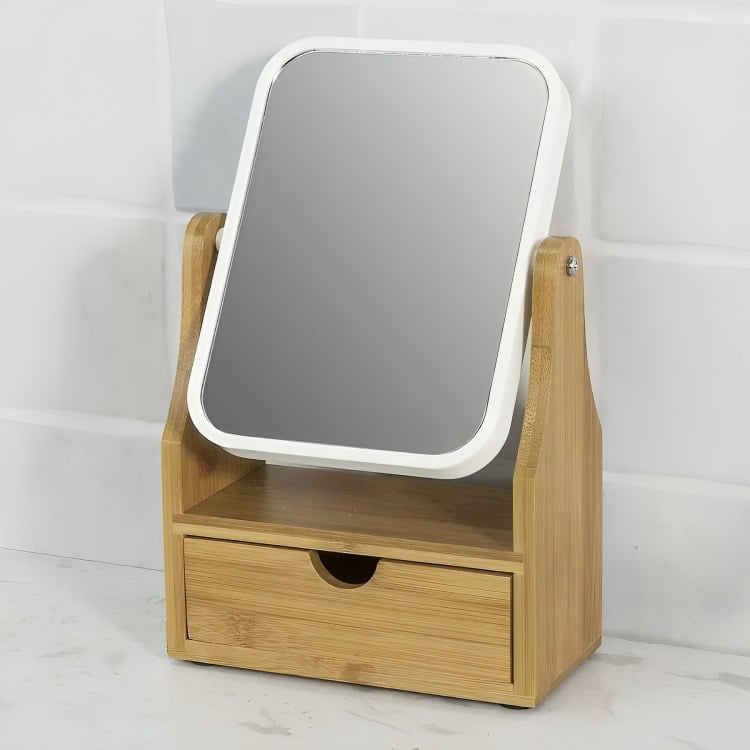 ESPEJO DE MAQUILLAJE ROTACION 360 ESPEJO DE MESA CON CAJON - 2